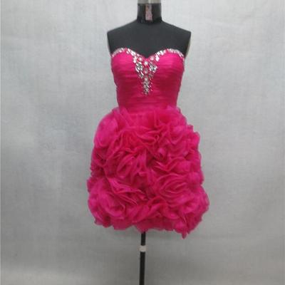 Short red organza women prom dresses crystals women dresses