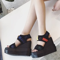 Black Slope With Sandals Thick Bottom With Sandals - Thumbnail 1