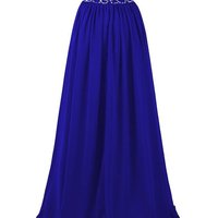 Sweetheart Neck Royal Blue Chiffon Prom Dresses Crystals Women Dresses - Thumbnail 1