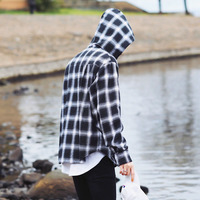 Free Shipping-PLAID OVERHEAD HOODED SHIRT ( 2 COLORS ) - Thumbnail 1