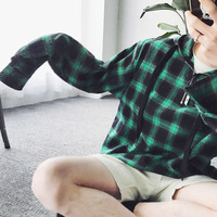 Free Shipping-PLAID OVERHEAD HOODED SHIRT ( 2 COLORS ) - Thumbnail 4