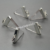 Silver Plated Triangle Natural Stone Quartz Pendant - 5PCS - Thumbnail 1