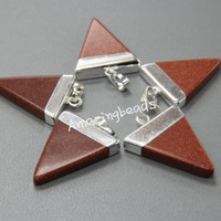 Silver Plated Triangle Natural Stone Quartz Pendant - 5PCS - Thumbnail 3