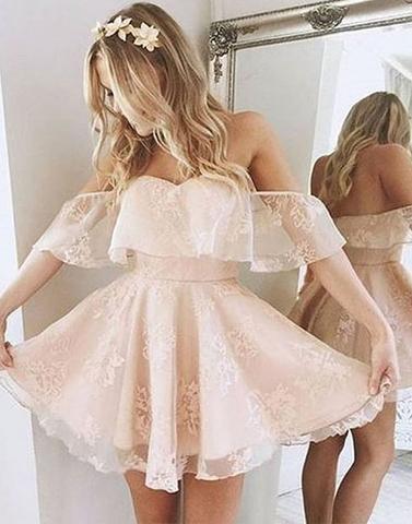 Cute tulle lace short prom dress, cute homecoming dress,mini dress