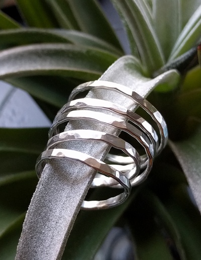 Thick Hammered Stacking Rings