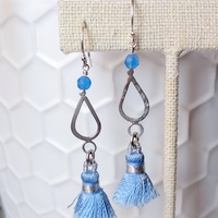 Teardrop Tassel Earrings - Thumbnail 2