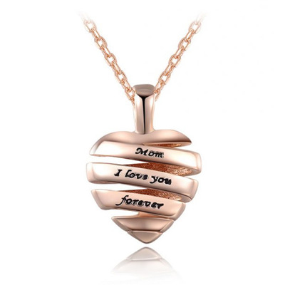 Mom i love you forever rose gold plated pendant necklace