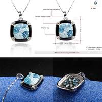 Porcelain Pattern Austrian Crystal Pendant Necklace - Thumbnail 4