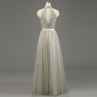 Two Pieces Tulle Prom Dresses Halter Neck Crystals Women Dresses - Thumbnail 1