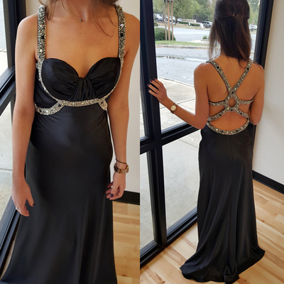 Spaghetti straps mermaid chiffon prom dresses crystals beaded women dresses - Thumbnail 4