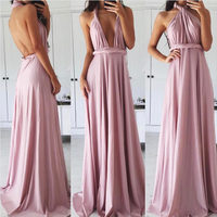 Sexy pink A-line backless long prom dress,pink evening dress - Thumbnail 1