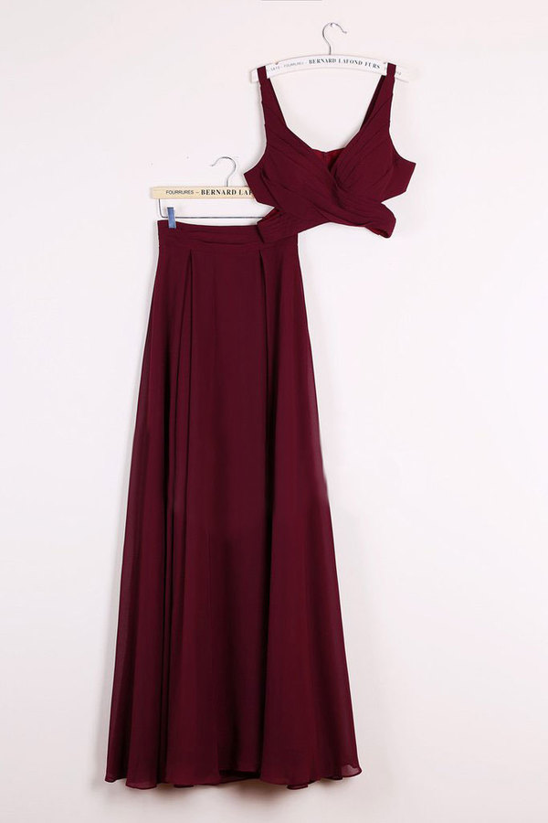 Sexy Two Piece Prom Dresses, 2 Piece Homecoming Dresses, Burgundy Homecoming Gowns