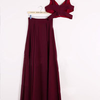 Sexy Two Piece Prom Dresses, 2 Piece Homecoming Dresses, Burgundy Homecoming Gowns - Thumbnail 1