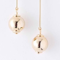 Metal Ball Drop Earrings - Thumbnail 2