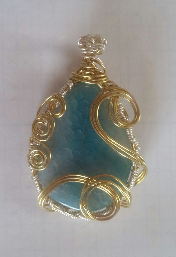 Turquise Wire Weave Pendant