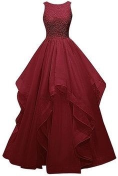 Scoop Neck A-line Tulle Prom Dresses Beaded Floor Length Women Dresses