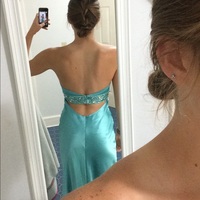 Strapless A-line Satin Prom Dresses Crystals Women party Dresses - Thumbnail 1