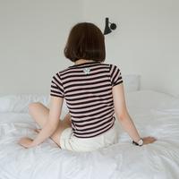 Hollow Heart Slim Striped Tee - Thumbnail 3