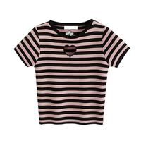 Hollow Heart Slim Striped Tee - Thumbnail 4