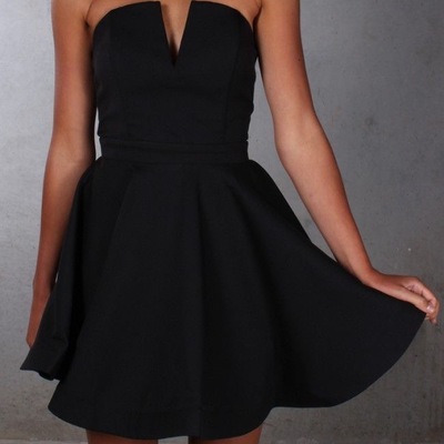 Above knee mini black chiffon prom dresses strapless women party dresses