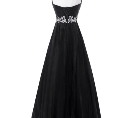Scoop neck a-line tulle prom dresses crystals women party dresses