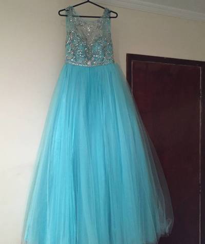 Scoop Neck A-line Tulle Prom Dresses Crystals Beaded Women Dresses 