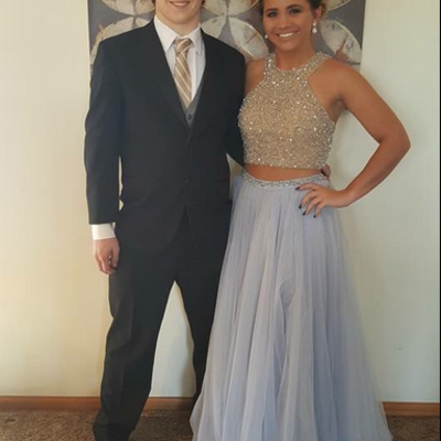 Two pieces tulle prom dresses halter neck crystals beaded women dresses