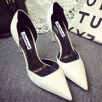 Fashion Shoes Sexy Shallow Mouth Fine With Pointed Silver High Heels - Thumbnail 1