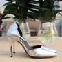 Fashion Shoes Sexy Shallow Mouth Fine With Pointed Silver High Heels-2