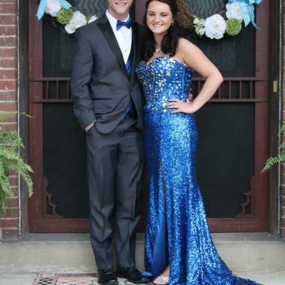 Sweetheart neck sequin lace prom dresses crystals floor length women dresses - Thumbnail 4