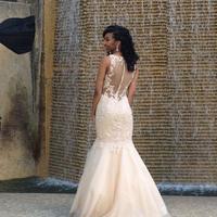 Sexy Mermaid Tulle Prom Dresses Lace Appliques Women Party Dresses - Thumbnail 1