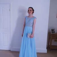 Scoop Neck Long Chiffon Prom Dresses Crystals Lace Women Dresses - Thumbnail 1