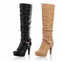 Fashion boots high boots high-heeled boots with two high-heeled boots - Thumbnail 1