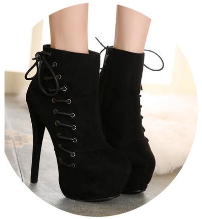  Fashion The new European and American suede boots with ultra-high-heeled waterproof platform