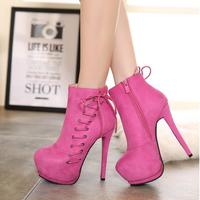  Fashion The new European and American suede boots with ultra-high-heeled waterproof platform - Thumbnail 2