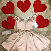 Off the Shoulder Short Junior Homecoming Dresses Waist with Beaded - Thumbnail 1