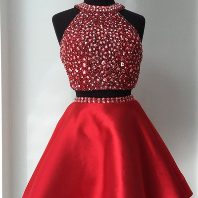 Sparkly beaded two piece homecoming dresses for junior - Thumbnail 5