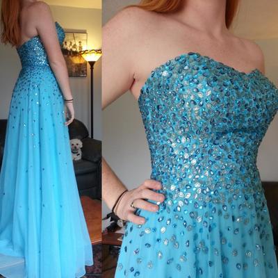 Sweetheart neck long chiffon prom dresses crystal floor length women dresses - Thumbnail 3