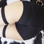 Punk Tiger Garter Black High Waist Shorts-1