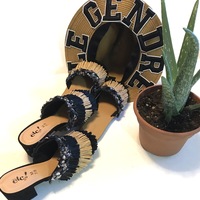 LeGendre Custom fringe block heel slides - Thumbnail 1