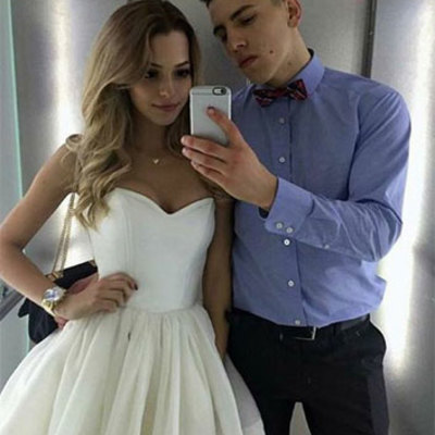 Sexy short white homecoming dresses party gowns for junior - Thumbnail 5