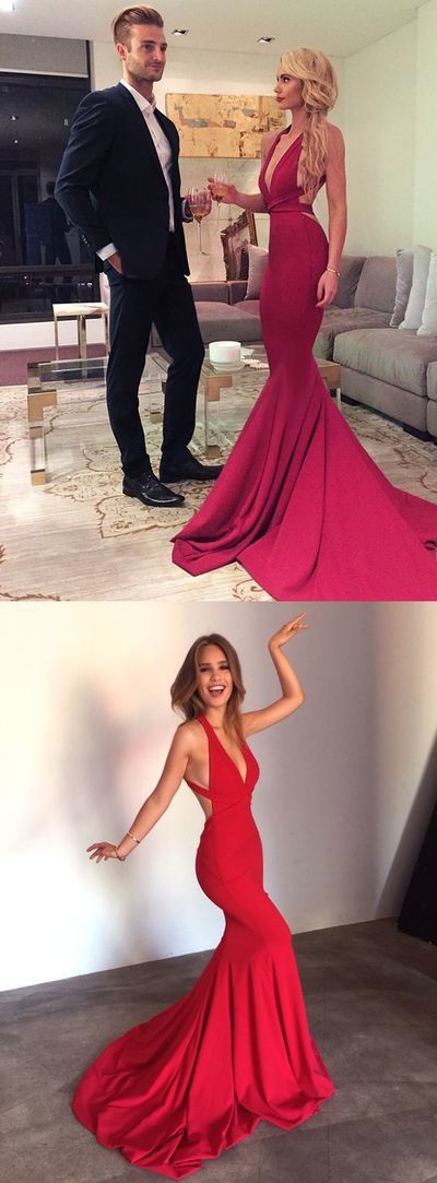 Sexy Red Prom Evening Dress,Sexy Red Mermaid Long Prom Dress, Formal Evening Dress with Criss Cross Back,PD172610