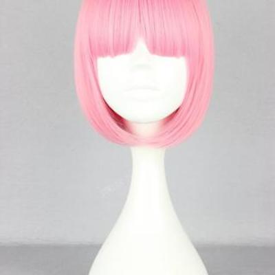 Short pink cosplay wig