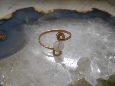 Copper and rainbow moonstone ring