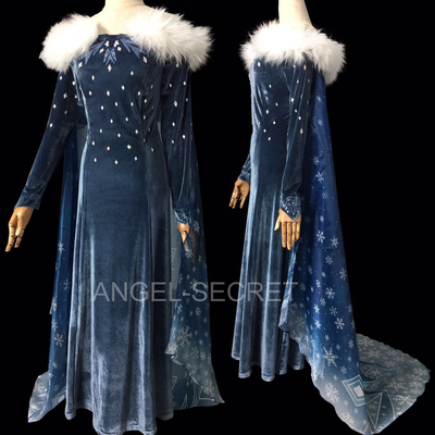 J997 olaf's frozen adventure elsa dress short cape version (150cm)
