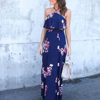 Steph Floral Maxi Halter Dress - Thumbnail 1