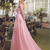 prom dresses 2017,Pink A-line V-neck Floor-length Chiffon Prom Dresses Evening Dresses SKY432 - Thumbnail 2