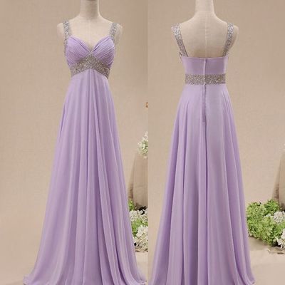 Spaghetti straps a-line chiffon prom dresses floor length women dresses 