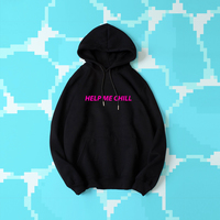 BLACK / WHITE VAPORWAVE HELP ME CHILL HOODIE  - Thumbnail 1