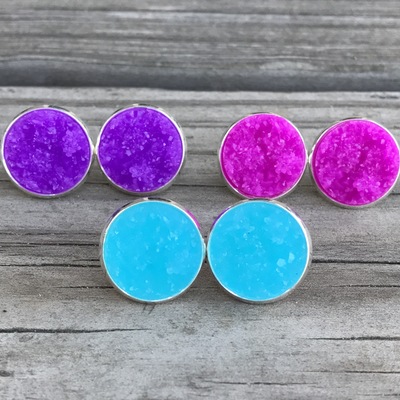 14mm neon studs with silver setting